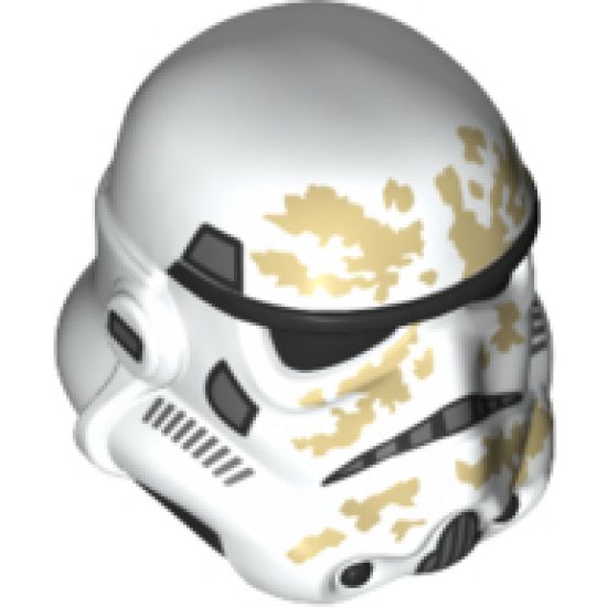 Minifigure, Headgear Helmet SW Stormtrooper, Dual Molded, White with Dark Bluish Gray Marks and Tan Dirt Stains Pattern