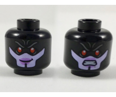 Minifigure, Head Dual Sided Alien Female with Red Eyes, Lavender Lower Face, Smiling / Scowling Expression Pattern