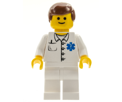 Doctor - EMT Star of Life Button Shirt, White Legs, Reddish Brown Male Hair