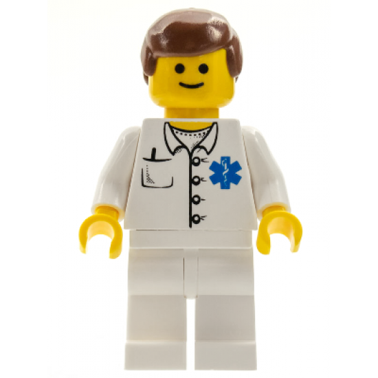 Doctor - EMT Star of Life Button Shirt, White Legs, Reddish Brown Male Hair