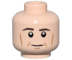 Minifigure, Head Dark Brown Eyebrows, Medium Nougat Cheek Lines, Dimples and Chin Dimple, Neutral Pattern