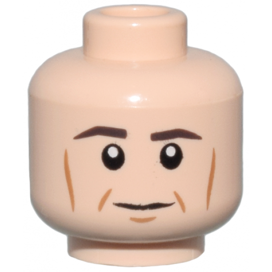 Minifigure, Head Dark Brown Eyebrows, Medium Nougat Cheek Lines, Dimples and Chin Dimple, Neutral Pattern