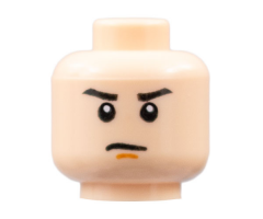 Minifigure, Head Black Eyebrows, Dark Orange Chin Dimple, Stern Pattern