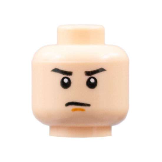 Minifigure, Head Black Eyebrows, Dark Orange Chin Dimple, Stern Pattern