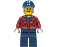 Truck Driver - Male, Dark Red Hooded Sweatshirt, Dark Blue Legs, Dark Blue Cap