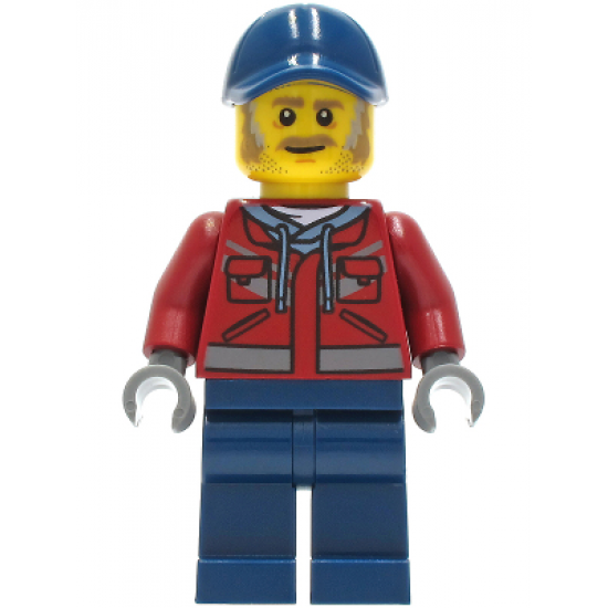 Truck Driver - Male, Dark Red Hooded Sweatshirt, Dark Blue Legs, Dark Blue Cap