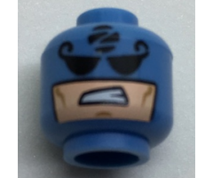 Minifigure, Head Balaclava with Black Eyes, 'Z' in Black Circle, Light Nougat Face with Sneer Pattern
