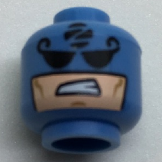 Minifigure, Head Balaclava with Black Eyes, 'Z' in Black Circle, Light Nougat Face with Sneer Pattern