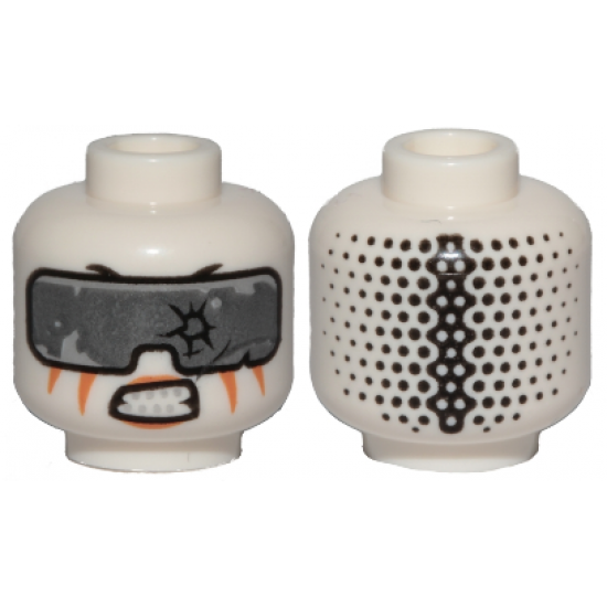 Minifigure, Head Alien Ninjago with Silver Goggles, Orange Stripes, Gritted Teeth Pattern