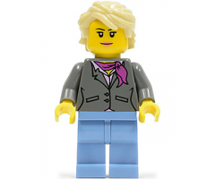 Dark Bluish Gray Jacket with Magenta Scarf, Medium Blue Legs, Tan Hair (Grandma)