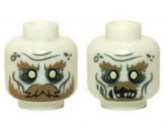 Minifigure, Head Dual Sided LotR Ghost with Glowing Eyes, Moustache, and Circles on Temples, Mouth Closed / Mouth Open Pattern