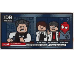 Tile 8 x 16 with Bottom Tubes, Textured Surface with 'THE DB NEWS', 'Just the Facts', 'CLONE EPIDEMIC: OUT OF CONTROL', 'Is Spider-Man to Blame?', 'Dr. Kurt Connors', 'Prof. Miles Warren', 'Scarlet Spider' and Minifigures Pattern (Sticker) - Set 7