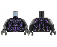Torso Armor with Dark Purple and Lavender Trim, Pearl Dark Gray Claw Necklace Pattern / Black Arms / Black Hands