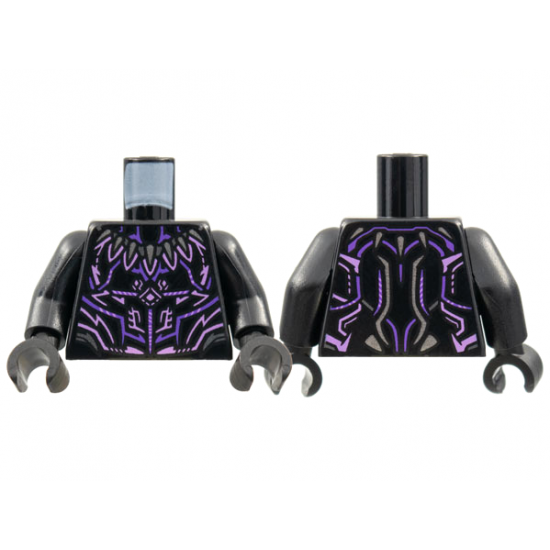Torso Armor with Dark Purple and Lavender Trim, Pearl Dark Gray Claw Necklace Pattern / Black Arms / Black Hands