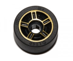 Wheel & Tire Assembly 11mm D. x 6mm with 5 Spokes with Gold Outline Pattern with Black Tire 14mm D. x 6mm Solid Smooth (50944pb02 / 50945)