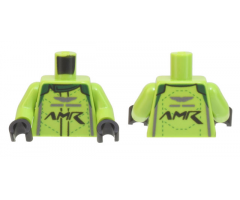 Torso Race Suit with 'AMR' Aston Martin Logo, Dark Green Collar Pattern / Lime Arms / Black Hands