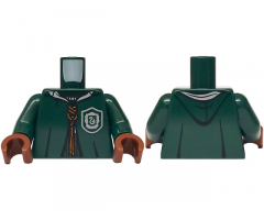 Torso Hooded Robe over Sweater, White Collar, Dark Orange Laces, Slytherin Logo Pattern / Dark Green Arms / Reddish Brown Hands