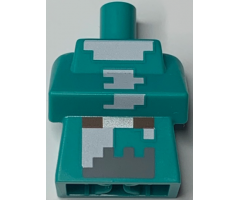 Torso, Modified Long with Folded Arms with Dark Brown and Silver Belt and White and Dark Bluish Gray Minecraft Snow Villager Pattern