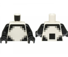 Torso Pixelated Light Bluish Gray and Black Stripes and Corners, Large Square on Back Pattern / Black Arms / Black Hands
