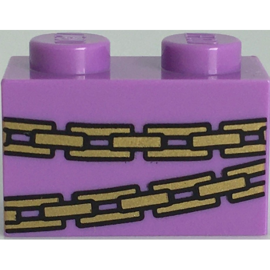 Brick 1 x 2 with Gold Chains Pattern (BrickHeadz Belle Bottom Abdomen)