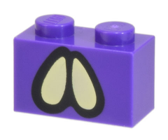 Brick 1 x 2 with Black and Yellowish Green Ovoid Eyes Pattern (Bogmire)