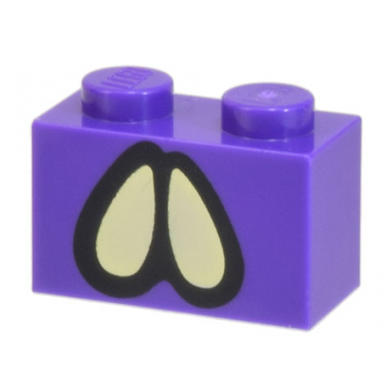 Brick 1 x 2 with Black and Yellowish Green Ovoid Eyes Pattern (Bogmire)