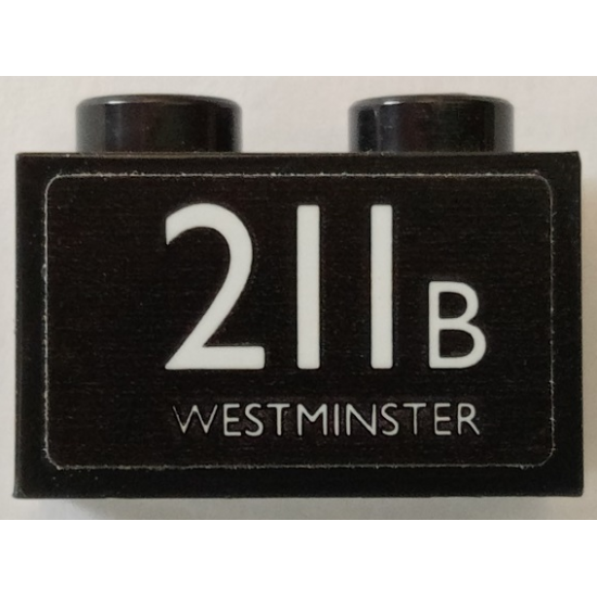 Brick 1 x 2 with White '211B WESTMINSTER' Pattern (Sticker) - Set 40220