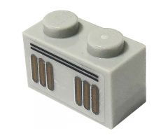 Brick 1 x 2 with Black Lines and Dark Orange Stripes Pattern (Sticker) - Set 75310