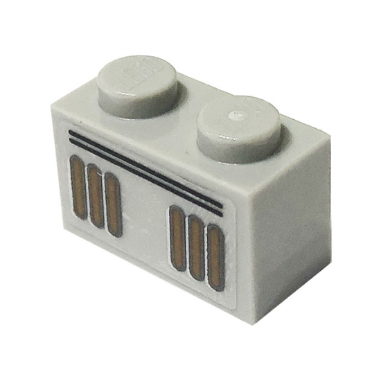 Brick 1 x 2 with Black Lines and Dark Orange Stripes Pattern (Sticker) - Set 75310