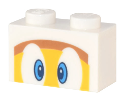 Brick 1 x 2 with Dark Azure Eyes and Yellow and Medium Nougat Face Pattern (Hammer Bro)