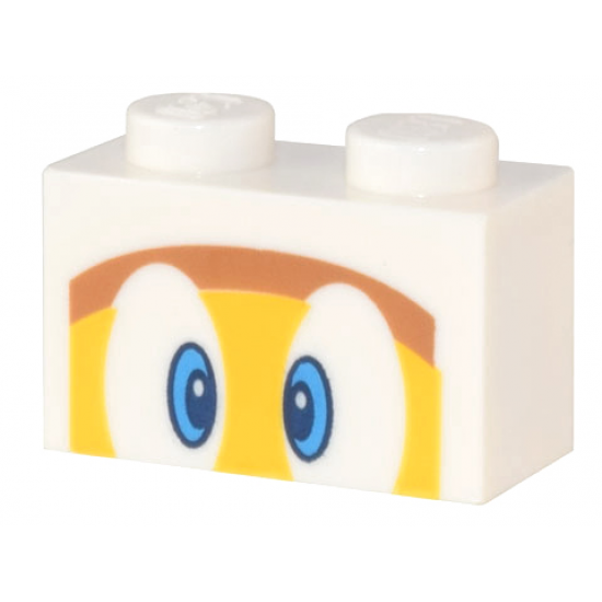 Brick 1 x 2 with Dark Azure Eyes and Yellow and Medium Nougat Face Pattern (Hammer Bro)