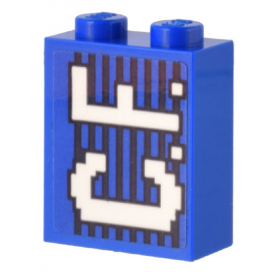 Brick 1 x 2 x 2 with Inside Stud Holder with White 'C.F.' on Blue and Black Lines Pattern (Sticker) - Set 10299