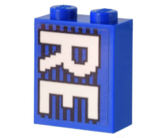 Brick 1 x 2 x 2 with Inside Stud Holder with White 'RE' on Blue and Black Lines Pattern (Sticker) - Set 10299
