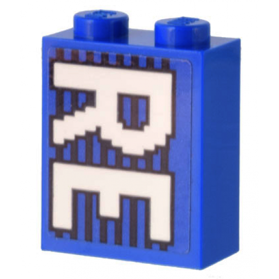 Brick 1 x 2 x 2 with Inside Stud Holder with White 'RE' on Blue and Black Lines Pattern (Sticker) - Set 10299