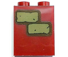 Brick 1 x 2 x 2 with Inside Stud Holder with Dark Tan Bricks Pattern (Sticker) - Set 70425