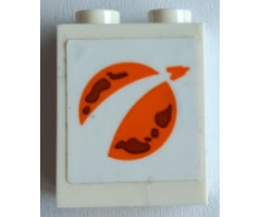 Brick 1 x 2 x 2 with Inside Stud Holder with Orange City Mars Exploration Logo Pattern (Sticker) - Set 60227