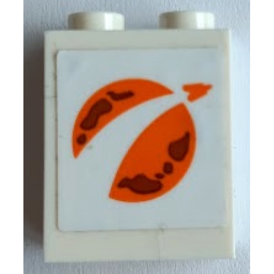 Brick 1 x 2 x 2 with Inside Stud Holder with Orange City Mars Exploration Logo Pattern (Sticker) - Set 60227