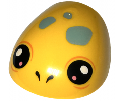 Large Figure Armor, Round, Smooth with Black Nostrils and Eyes with Coral and White Dots and Sand Green Spots Pattern (Turtle Head)