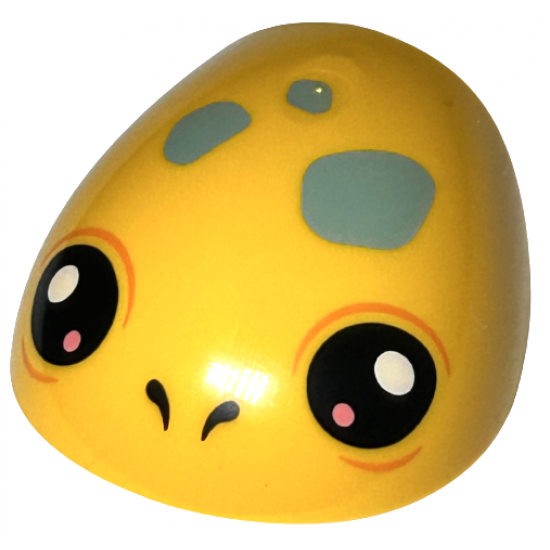 Large Figure Armor, Round, Smooth with Black Nostrils and Eyes with Coral and White Dots and Sand Green Spots Pattern (Turtle Head)