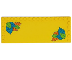Tile, Modified 6 x 16 with Studs on Edges with Dark Turquoise, Lime and Orange Leaves Pattern (Stickers) - Set 41428