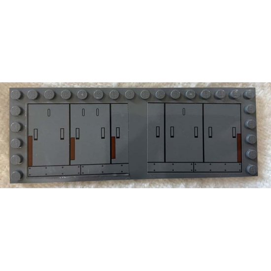 Tile, Modified 6 x 16 with Studs on Edges with SW Hull Panel Doors, Black Lines and Handles and Reddish Brown Rectangles Pattern (Stickers) - Set 75217