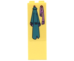 Brick 1 x 2 x 5 with Hanging Dark Turquoise Coat and Medium Lavender Scarf Pattern (Sticker) - Set 41683