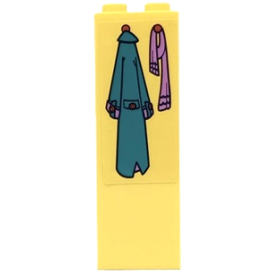 Brick 1 x 2 x 5 with Hanging Dark Turquoise Coat and Medium Lavender Scarf Pattern (Sticker) - Set 41683