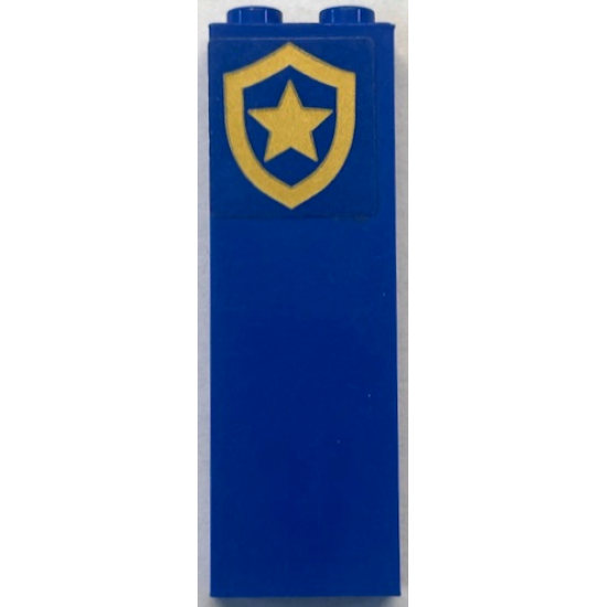 Brick 1 x 2 x 5 with Gold Police Star Badge Logo Pattern (Sticker) - Set 60315