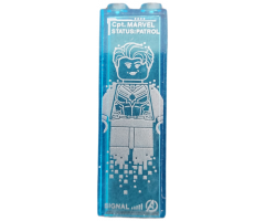 Brick 1 x 2 x 5 with Silver 'Cpt. MARVEL', 'STATUS:PATROL', 'SIGNAL', Avengers Logo and Captain Marvel Minifigure Pattern (Sticker) - Set 76192