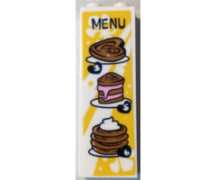Brick 1 x 2 x 5 with 'MENU', Medium Nougat Waffles, Number 3, 5 and 6 on Yellow Background Pattern (Sticker) - Set 41426