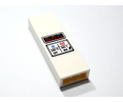 Brick 1 x 2 x 5 with Red '06:02:56' Digital Clock and Whiteboard with Black Tally Marks Pattern (Sticker) - Set 60246