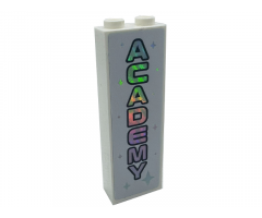 Brick 1 x 2 x 5 with Iridescent Mirrored Stars and 'ACADEMY' Pattern (Sticker) - Set 41713