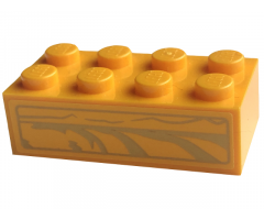 Brick 2 x 4 with Gold Lines and Border Pattern on Both Sides (Ark of the Covenant) (Stickers) - Set 77013