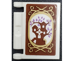 Minifigure, Utensil Book Cover with Reddish Brown Treehouse, Medium Lavender Leaves, and Gold Frame Pattern (Sticker) - Set 41196